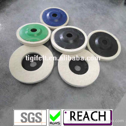 Wool felt flap wheels for grinding glass